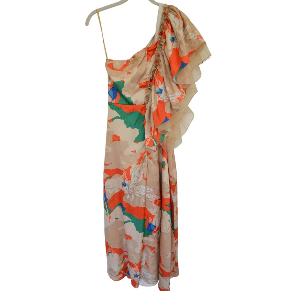 Anthropologie x Mandira Wirk One Shoulder Frilled Dress Size Medium P - Picture 4 of 9